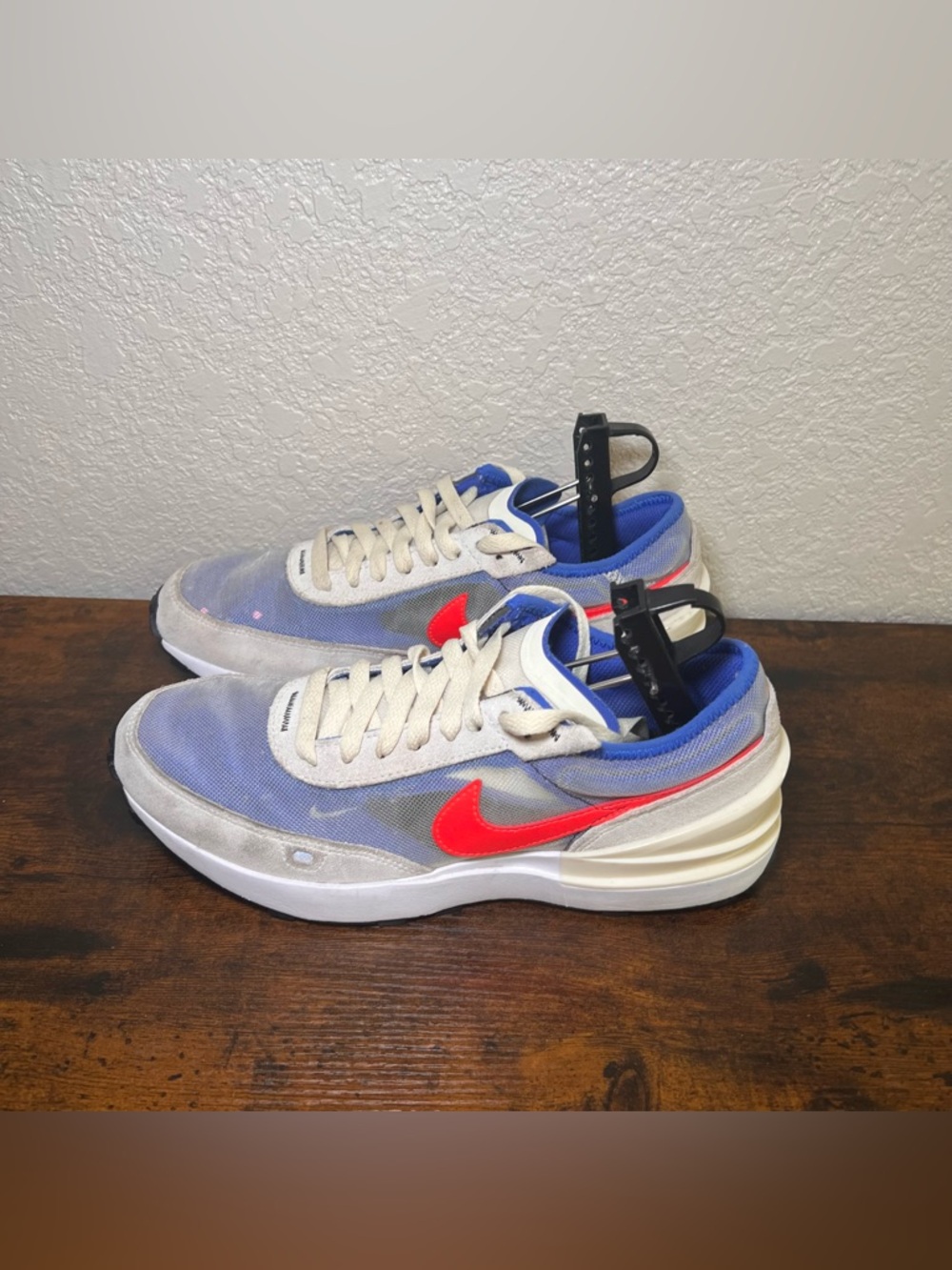 NIKE Waffle One In Coconut Milk Crimson Royal Colorway